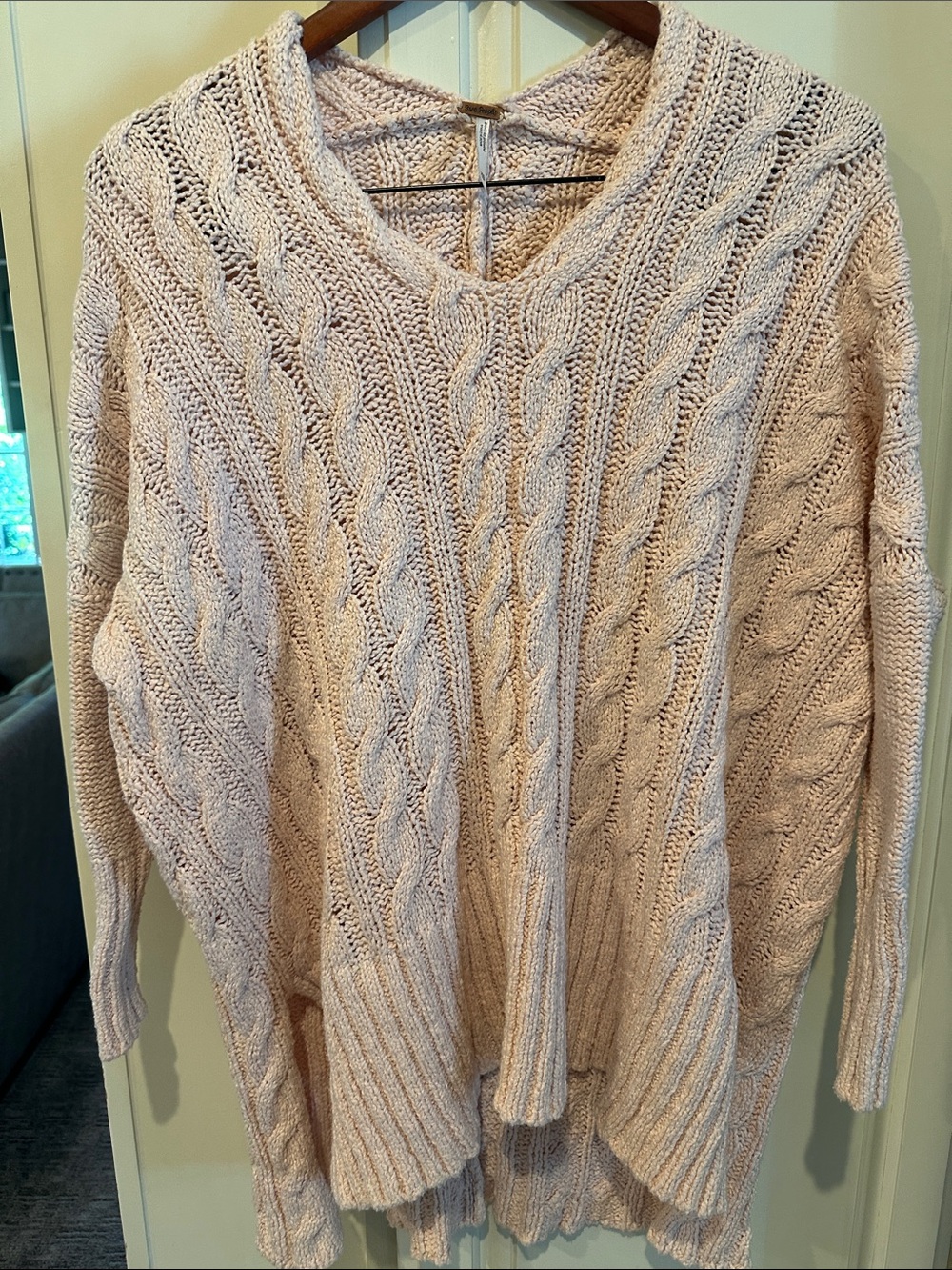 Free People Apricot Cable Knit Sweater